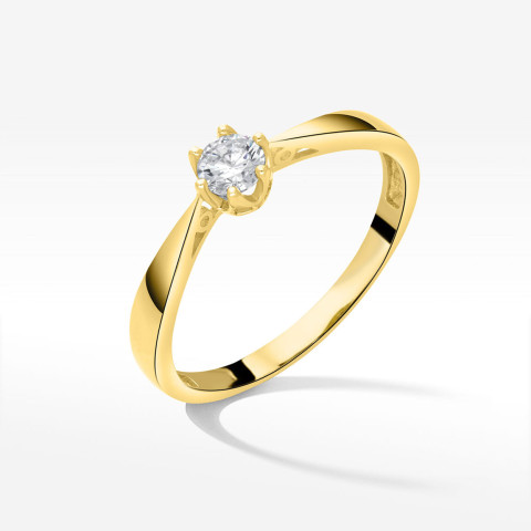 Pierścionek ze złota z białą cyrkonią