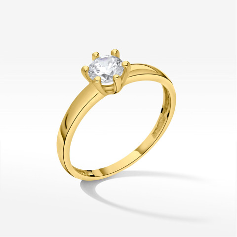 Pierścionek ze złota z białą cyrkonią