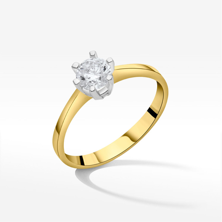 Pierścionek ze złota z białą cyrkonią