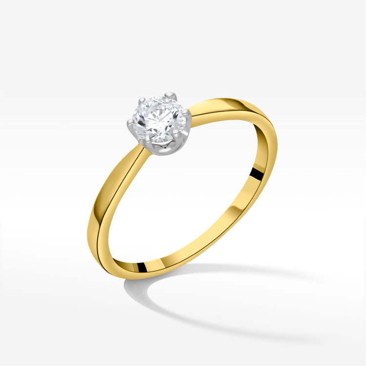 Pierścionek ze złota z białą cyrkonią