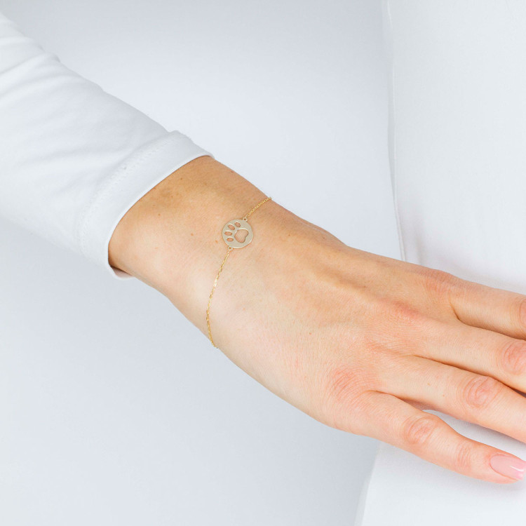 Bransoletka ze złota z psią łapką