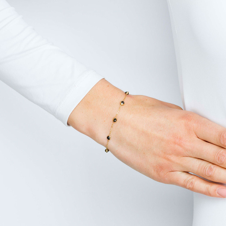 Bransoletka ze złota z czarnymi cyrkoniami