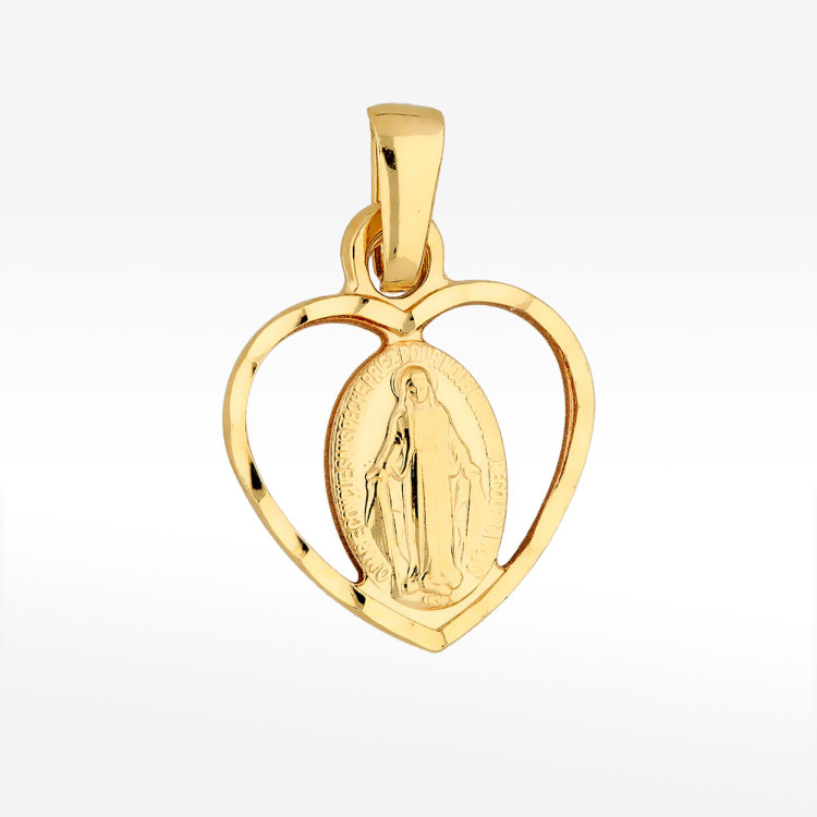 Zawieszka ze złota cudowny medalik w kształcie serca