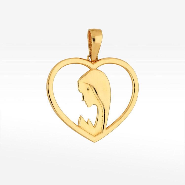 Zawieszka ze złota serce z matką boską