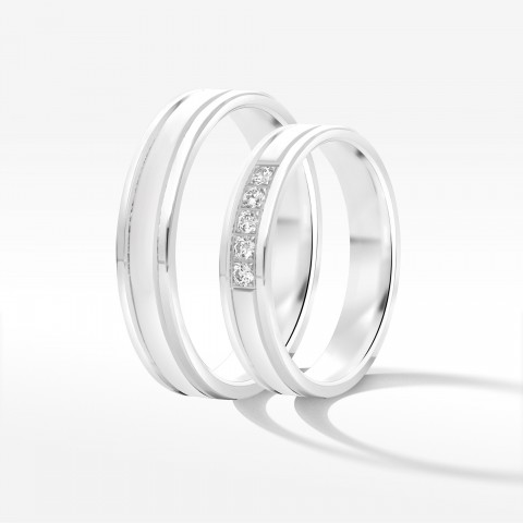 Obrączki ślubne z białego złota 4mm płaskie