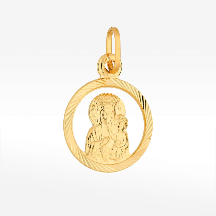 Zawieszka ze złota medalik z matką boską
