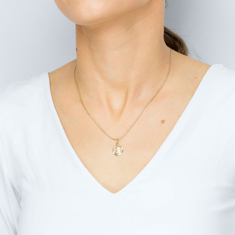 Zawieszka ze złota medalik z matką boską