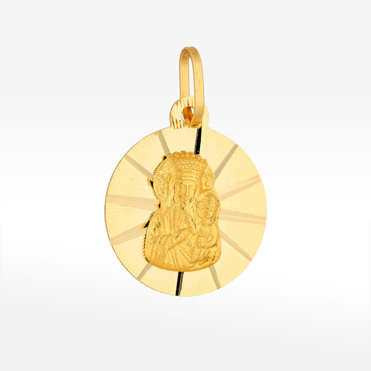 Zawieszka ze złota medalik z matką boską