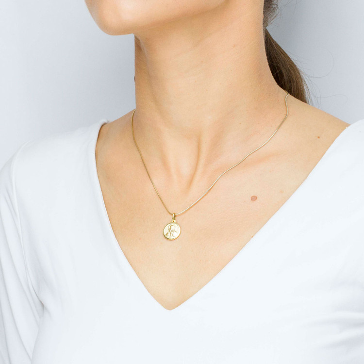 Zawieszka ze złota medalik skaplerz i matka boska z dzieciątkiem