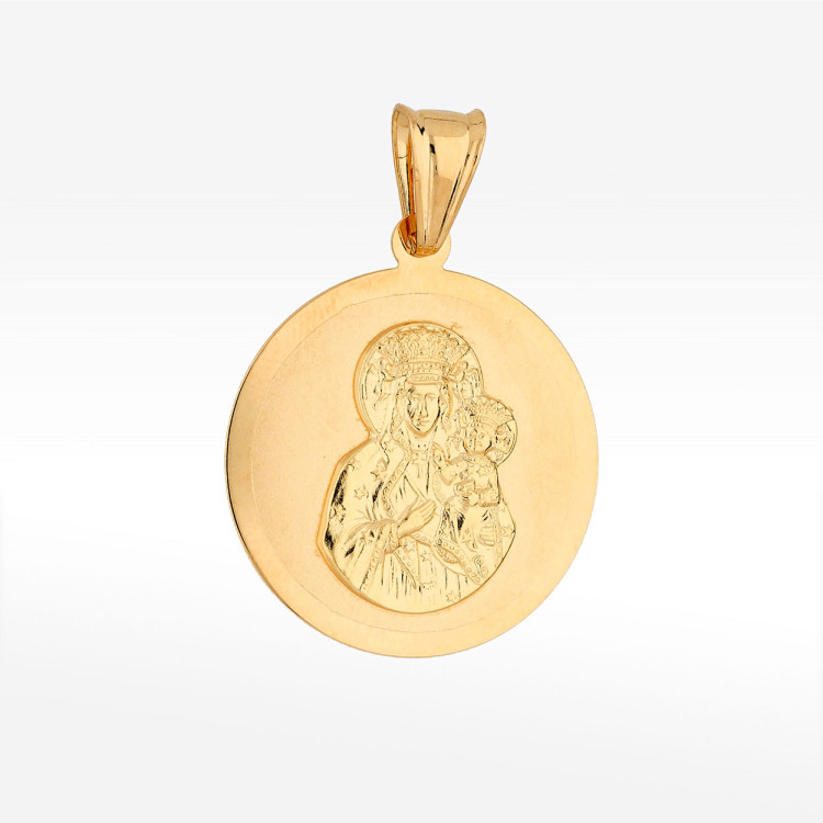 Zawieszka ze złota medalik z matką boską