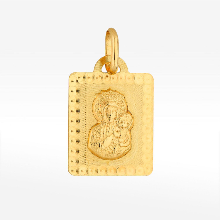 Zawieszka ze złota medalik z matką boską