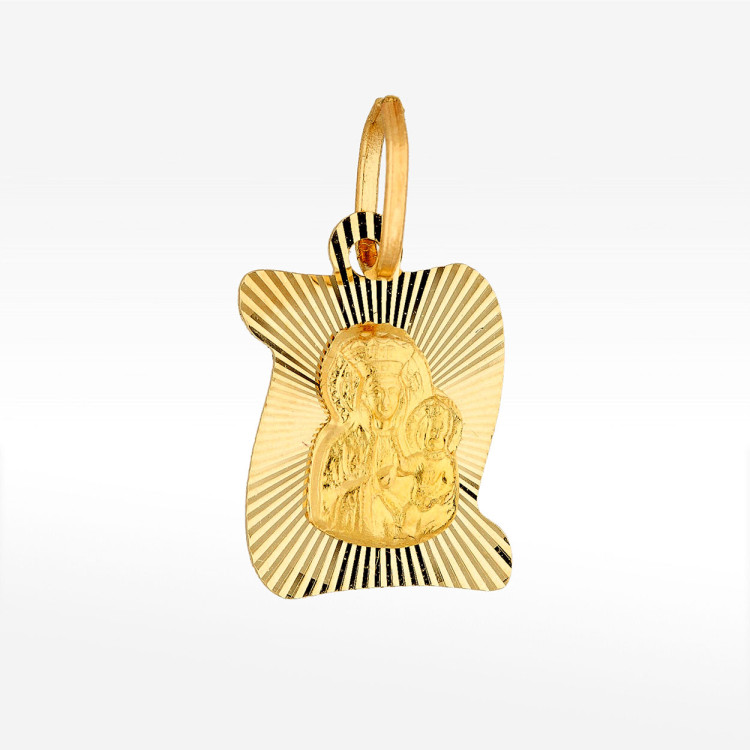 Zawieszka ze złota medalik z matką boską