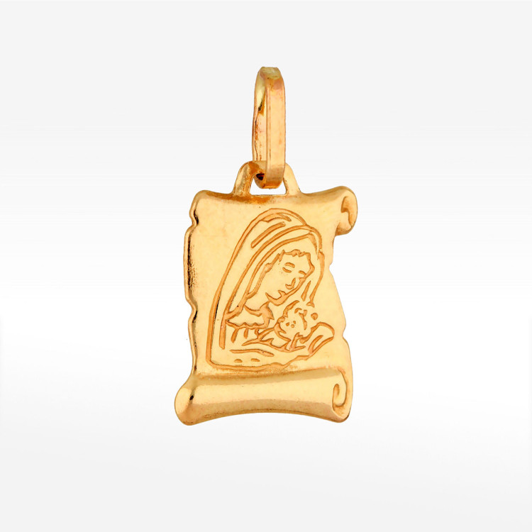 Zawieszka ze złota medalik z matką boską