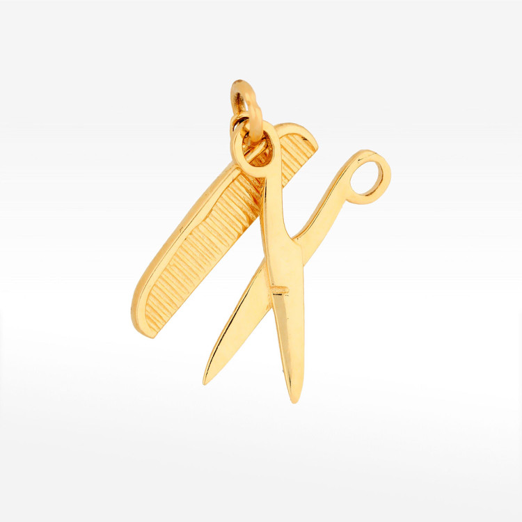 Zawieszka ze złota nożyczki z grzebieniem