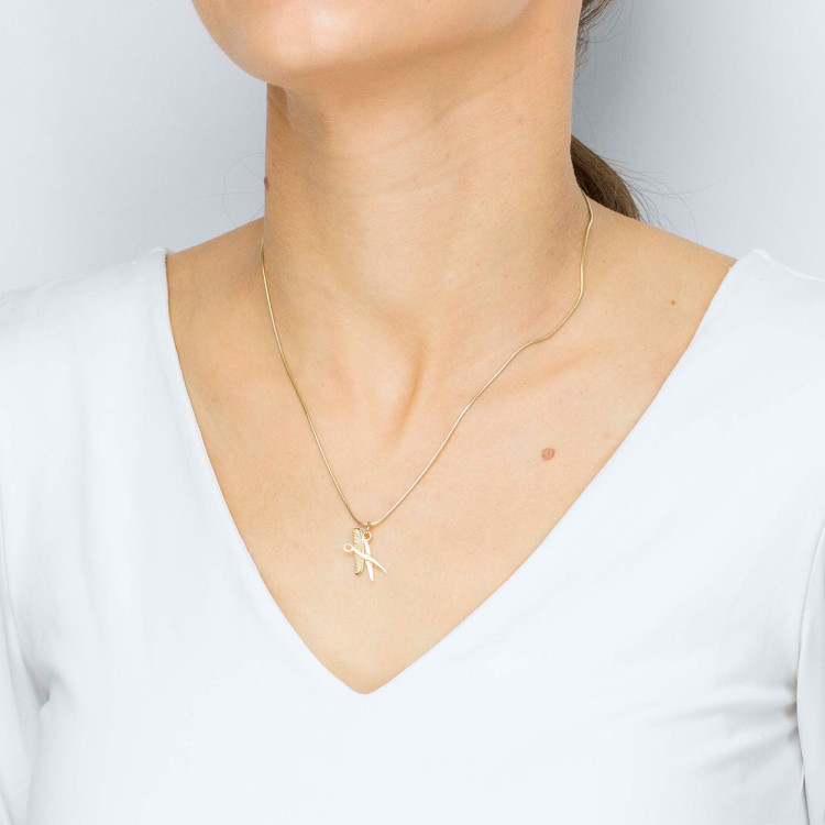 Zawieszka ze złota nożyczki z grzebieniem