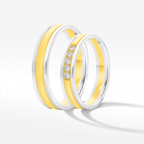 Obrączki ślubne z dwukolorowego złota 4mm płaskie