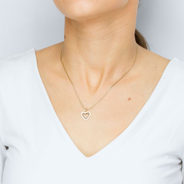 Zawieszka ze złota serce z czarnymi cyrkoniami