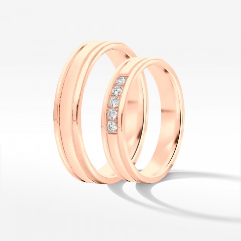 Obrączki ślubne z różowego złota 4mm płaskie