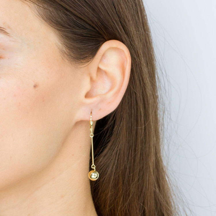 Kolczyki ze złota wiszące z kulką