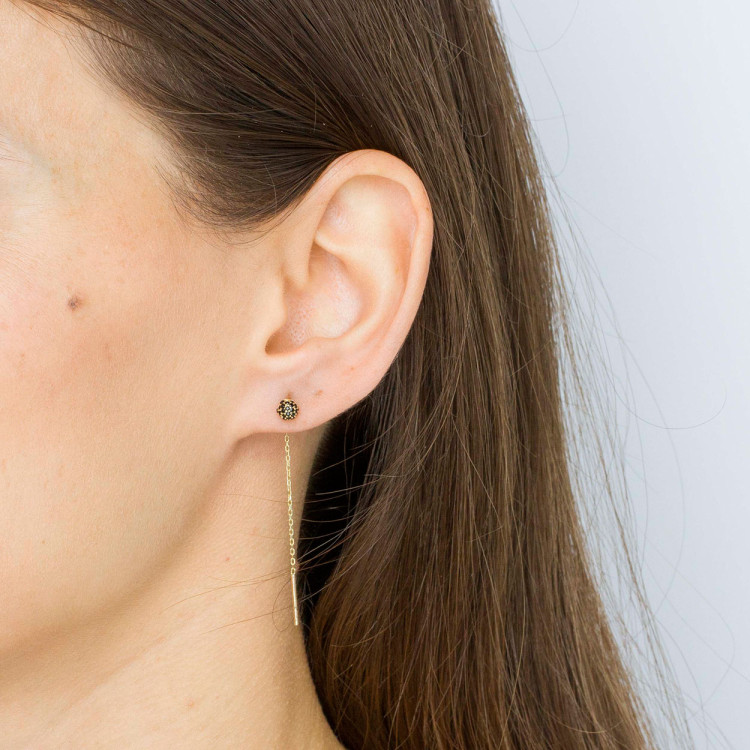 Kolczyki ze złota z czarnymi cyrkoniami