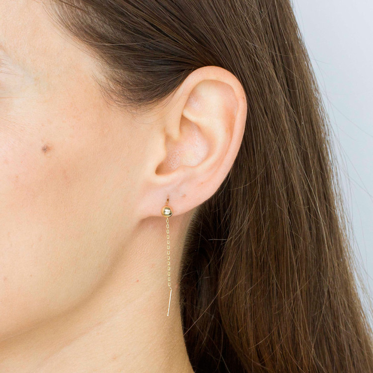 Kolczyki ze złota przeciągane z kulką