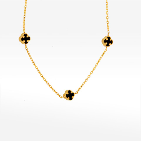 Naszyjnik ze złota 42-45cm z onyksami