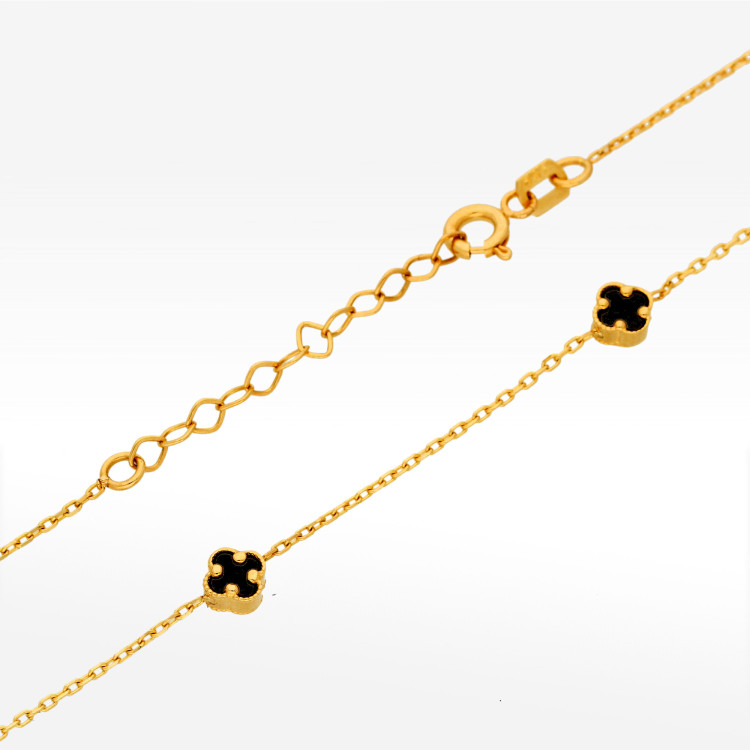 Naszyjnik ze złota 42-45cm z onyksami