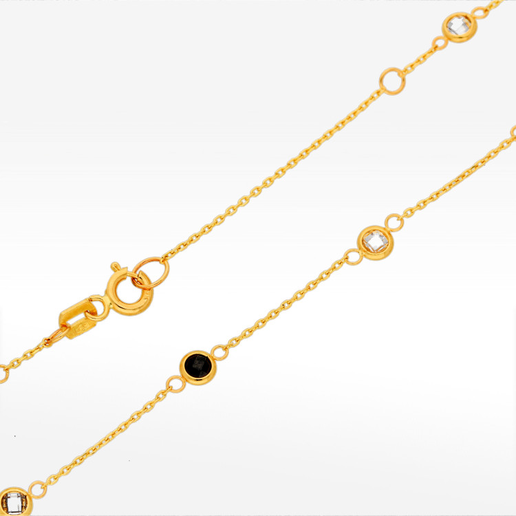 Naszyjnik ze złota 42-45cm z czarnymi i białymi cyrkoniami