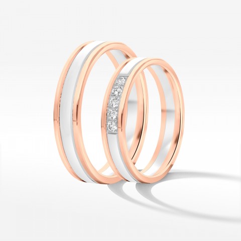 Obrączki ślubne z dwukolorowego złota 4mm płaskie