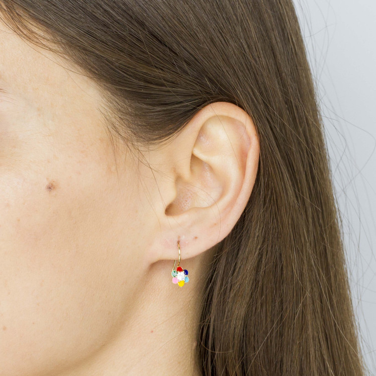 Kolczyki ze złota kwiatki z białą cyrkonią