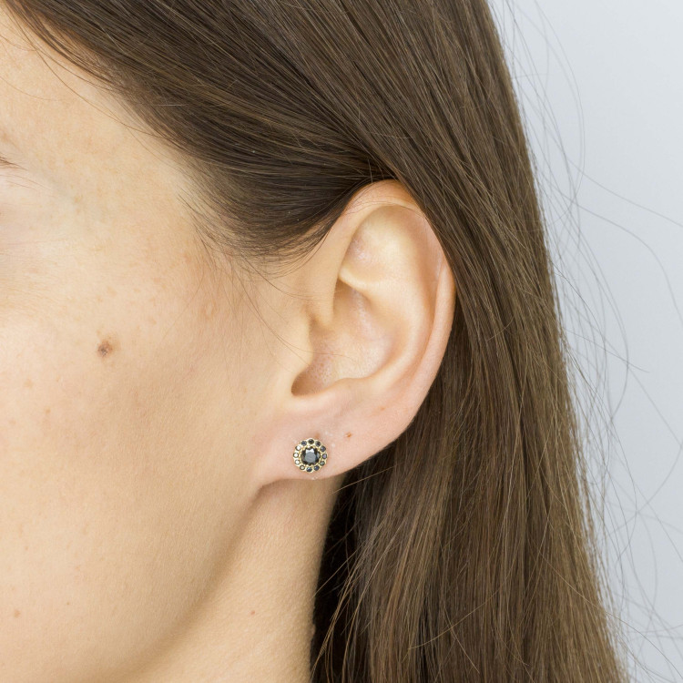 Kolczyki ze złota z czarnymi cyrkoniami