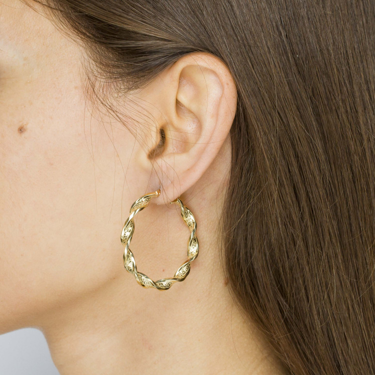 Kolczyki ze złota 4.9cm koła z wzorem greckim