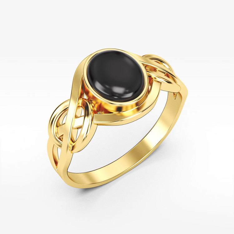 Pierścionek ze złota z onyksem