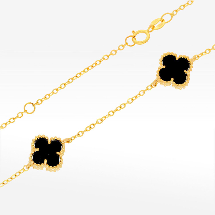 Naszyjnik ze złota 45-48cm z onyksami