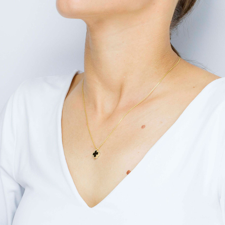 Naszyjnik ze złota 43-46cm z onyksem