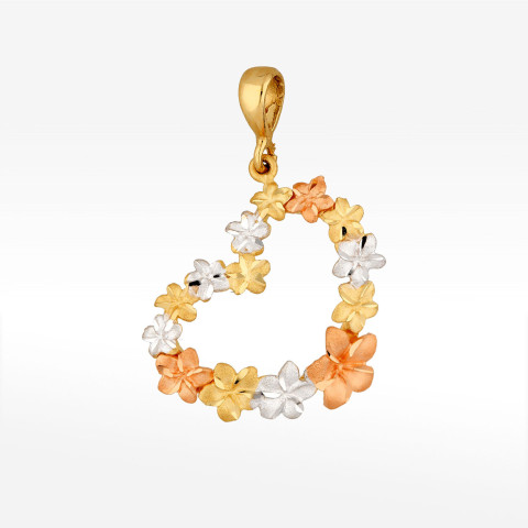 Zawieszka ze złota serce z kwiatkami