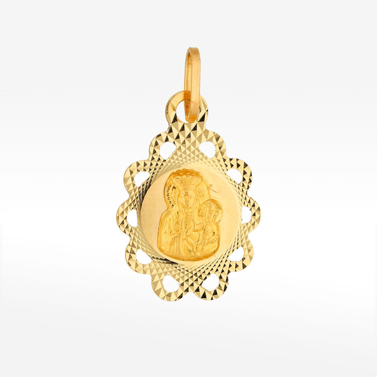 Zawieszka ze złota medalik z matką boską