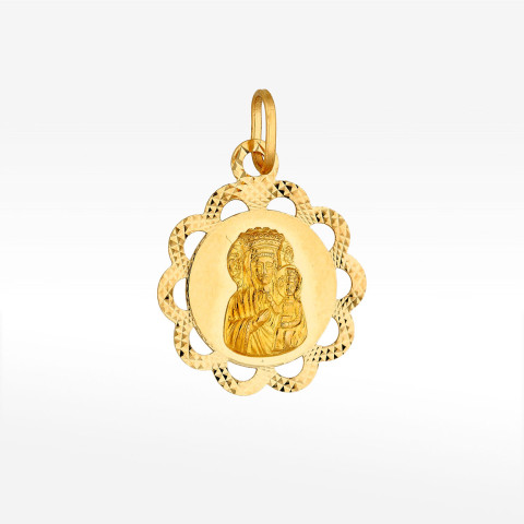 Zawieszka ze złota medalik z matką boską