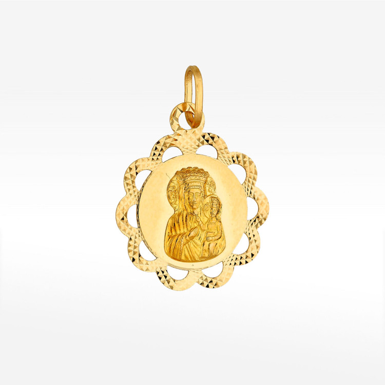 Zawieszka ze złota medalik z matką boską
