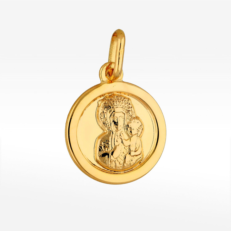 Zawieszka ze złota medalik z matką boską