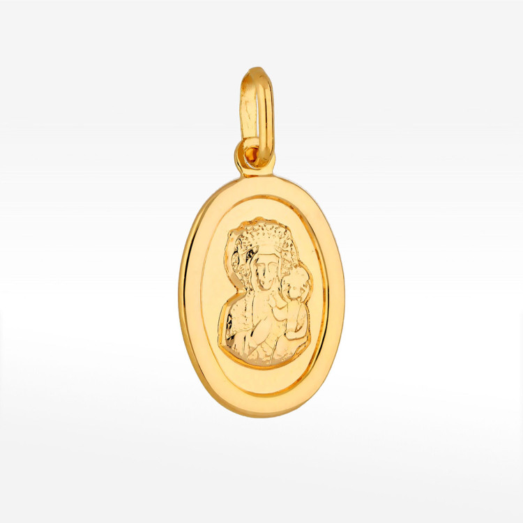Zawieszka ze złota medalik z matką boską