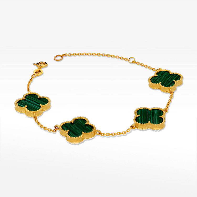 Bransoletka ze złota z malachitem