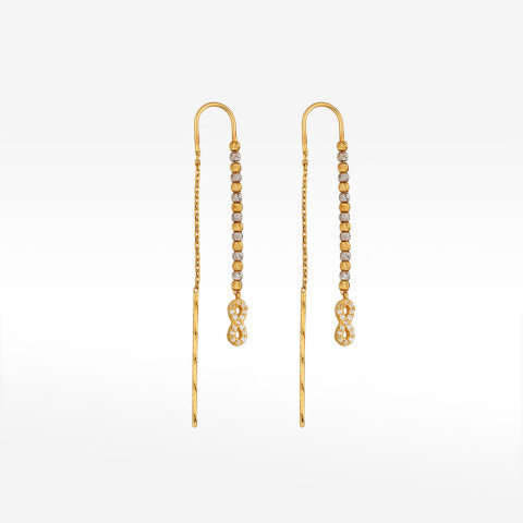 Kolczyki ze złota przeciągane z nieskończonością i koralikami