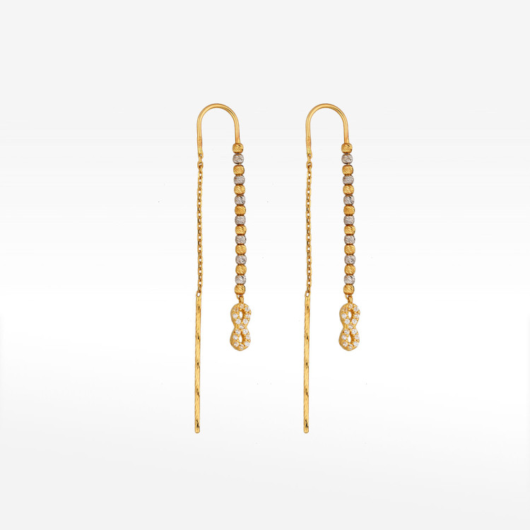 Kolczyki ze złota przeciągane z nieskończonością i koralikami