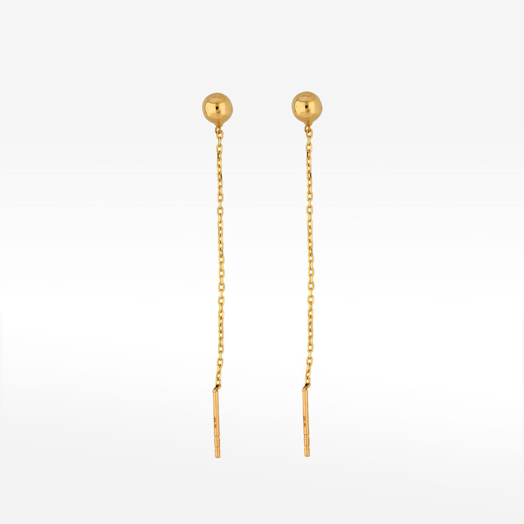 Kolczyki ze złota przeciągane z kulką