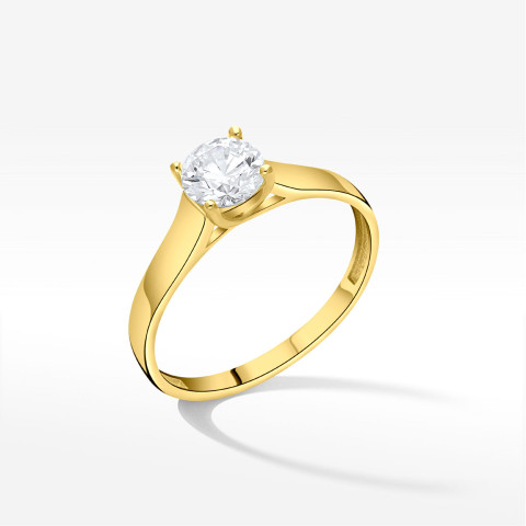Pierścionek ze złota z białą cyrkonią