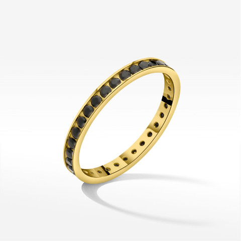 Pierścionek ze złota z czarnymi cyrkoniami