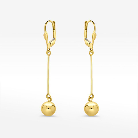 Kolczyki ze złota wiszące z kulką