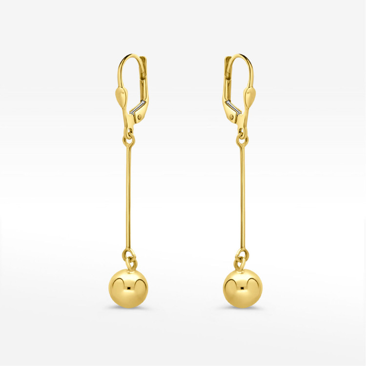 Kolczyki ze złota wiszące z kulką
