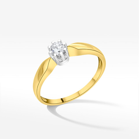 Pierścionek ze złota z białą cyrkonią